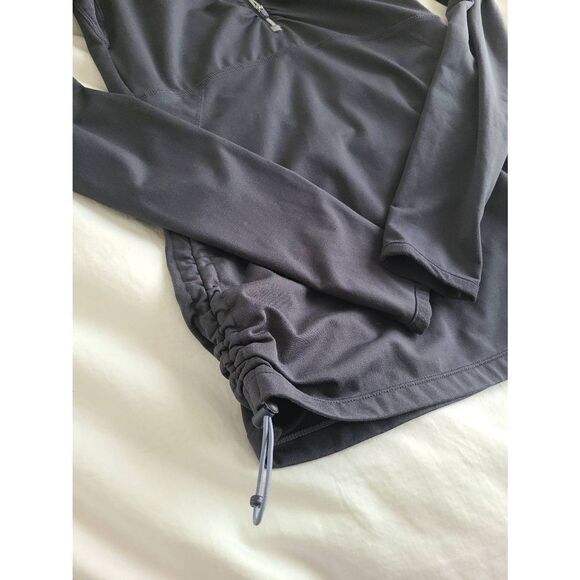 Athleta Activewear Top Women's 2XS Black Drawstring Hem Half Zip Polyester Blend - Picture 2 of 6